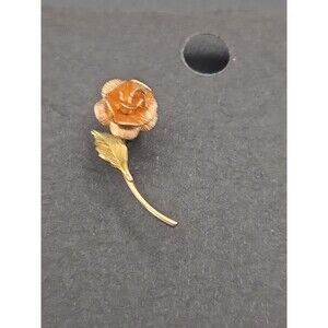 Vintage Yellow Rose Gold Filled Mini 3D Flower Lapel Pin 7/8" 777